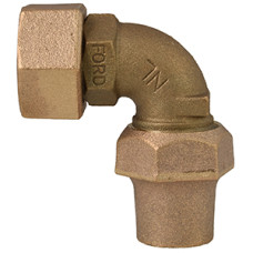 Ford Meter Box 3/4" Female Coupling Thread X 3/4" Flare Copper 90 Degree Bend Coupling L102-33S-NL